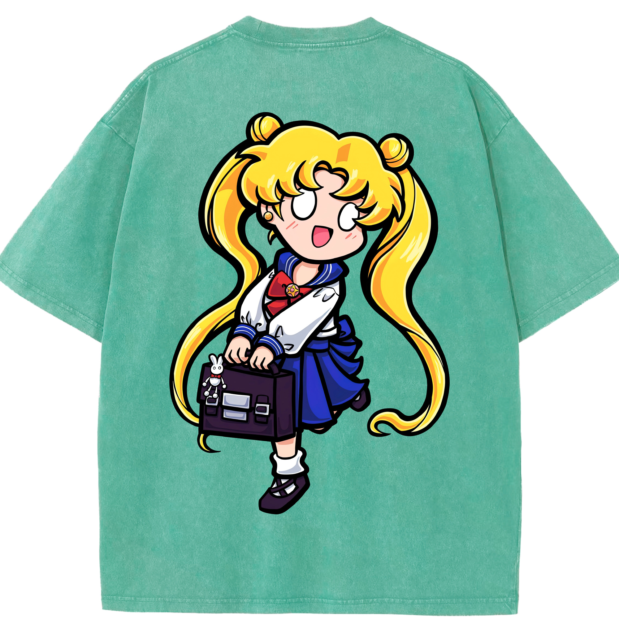 （画像用） 美少女戦士セーラームーン 愛野 美奈子 あいの みなこ Sailor Moon Aino Minako 綿100% ヴィンテージ風 半袖Tシャツ（背面プリント）